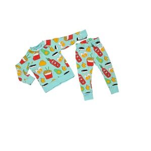 Purl Lamb Blue Ramen Terry Pant Outfit Set 18-24 Months Asian Colorful Foodie
